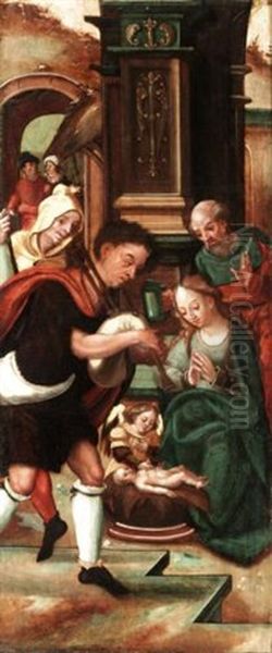 Adoration Of The Shepherds Oil Painting by Pieter Ii Coecke Van Aelst
