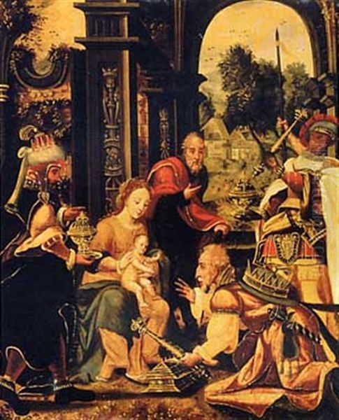 The Adoration Of The Magi Oil Painting by Pieter Ii Coecke Van Aelst