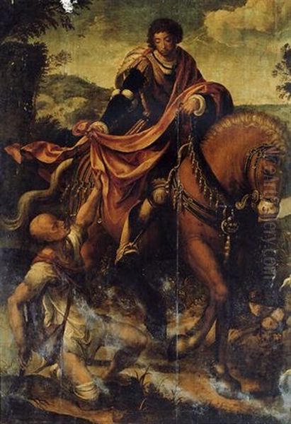 Saint Martin Dividing His Cloak Oil Painting by Pieter Ii Coecke Van Aelst