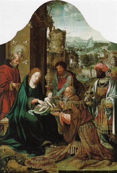 Die Anbetung Der Konige Oil Painting by Pieter Ii Coecke Van Aelst