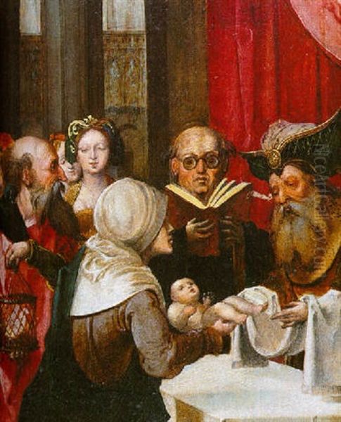 Le Bapteme Oil Painting by Pieter Ii Coecke Van Aelst