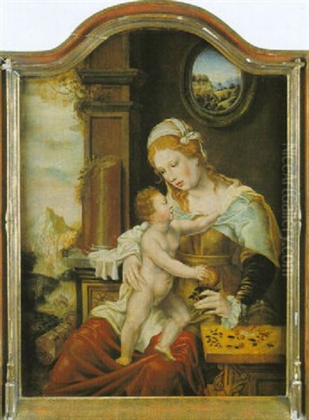Madonna And Child Oil Painting by Pieter Ii Coecke Van Aelst