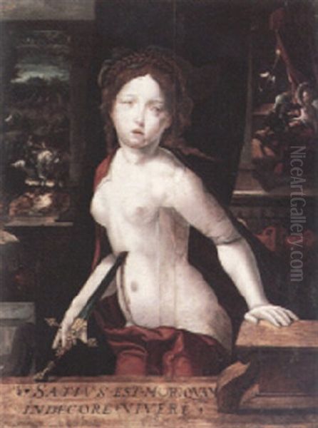 The Death Of Lucretia, With The Exile Of Brutus And Rape Of Lucretia Oil Painting by Pieter Ii Coecke Van Aelst