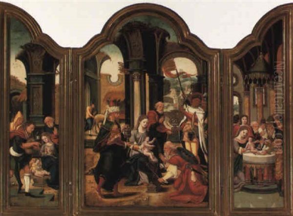 The Adoration Of The Magi Oil Painting by Pieter Ii Coecke Van Aelst