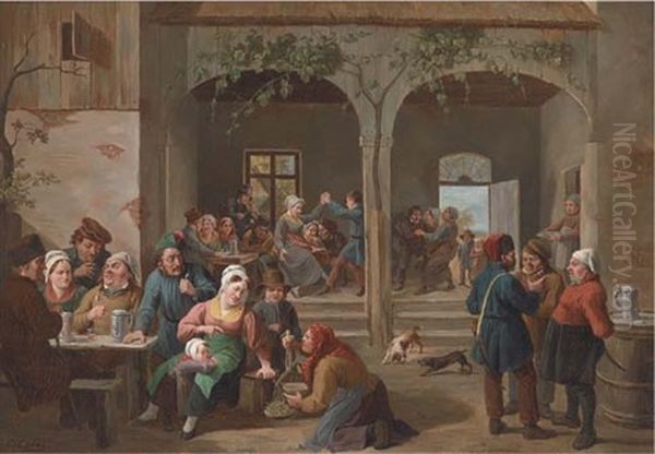 Merrymaking In The Tavern Oil Painting by Constantinus-Fidelio Coene