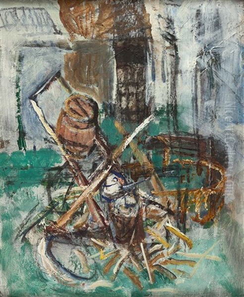 Sagebock Und Holzhammer Oil Painting by Oskar Coester