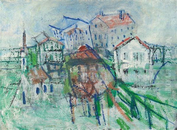 Hausergruppe Oil Painting by Oskar Coester