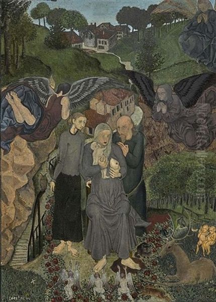 Heilige Familie Oil Painting by Oskar Coester