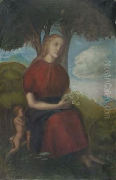 Madchen Mit Margeriten Oil Painting by Oskar Coester