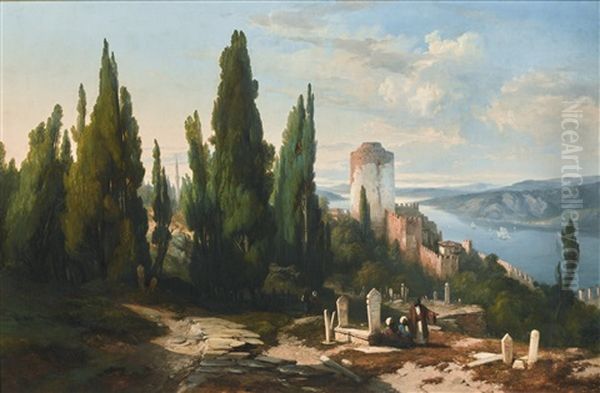 Rumelihisari, The Bosphorus Beyond Oil Painting by Jules Louis Phillipe Coignet