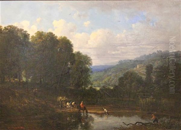 Arcadian Landscape Oil Painting by Jules Louis Phillipe Coignet