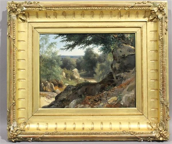 Vue Prise Dans La Vallee Du Nid De L'aigle A Fontainebleau Oil Painting by Jules Louis Phillipe Coignet