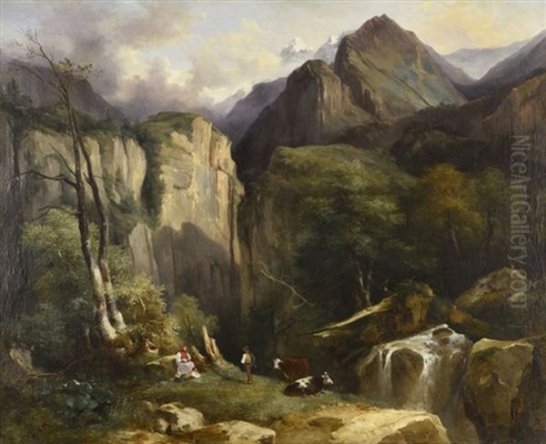 Vue Prise Dans Les Alpes Oil Painting by Jules Louis Phillipe Coignet