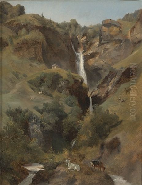 Reichembach Falls Oil Painting by Jules Louis Phillipe Coignet