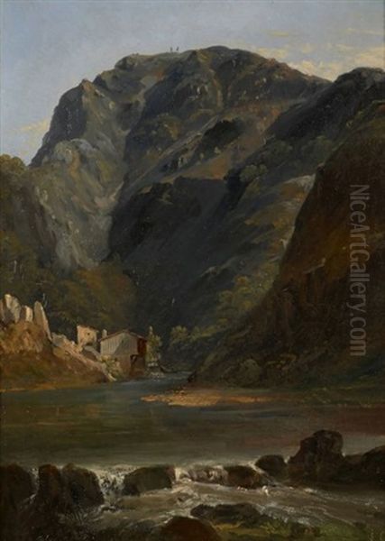 Vue D'un Lac Dans Un Paysage De Montagnes Oil Painting by Jules Louis Phillipe Coignet