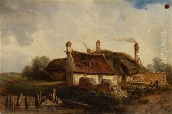 Chaumiere Oil Painting by Jules Louis Phillipe Coignet