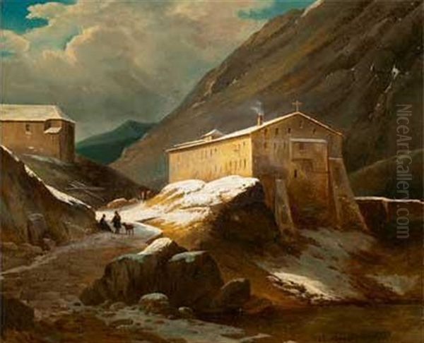 Le Col De Saint Bernard (?) Oil Painting by Jules Louis Phillipe Coignet
