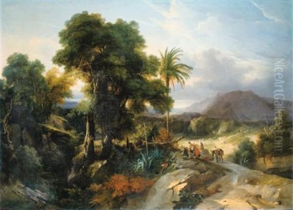Paysage Anime Oil Painting by Jules Louis Phillipe Coignet