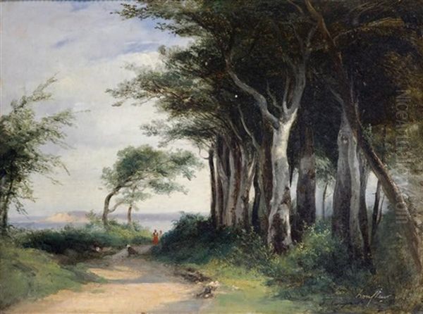 Paysage Pres D'honfleur Oil Painting by Jules Louis Phillipe Coignet