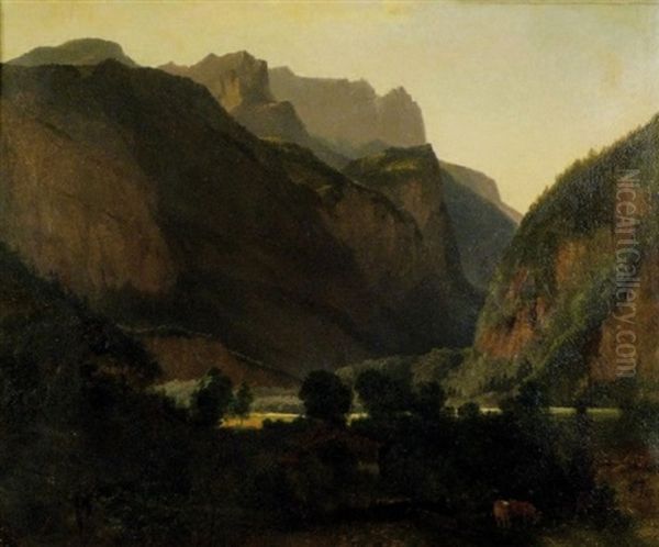 La Vallee De Cluses Oil Painting by Jules Louis Phillipe Coignet