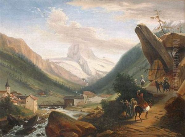 Le Depart Vers Les Glaciers Oil Painting by Jules Louis Phillipe Coignet