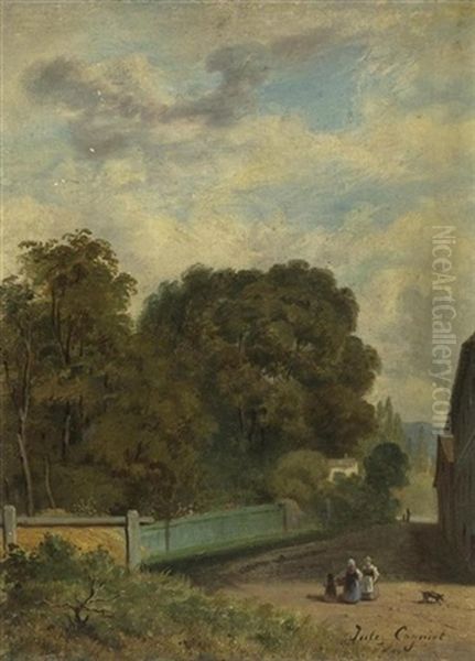 Weg Mit Bauerinnen Oil Painting by Jules Louis Phillipe Coignet