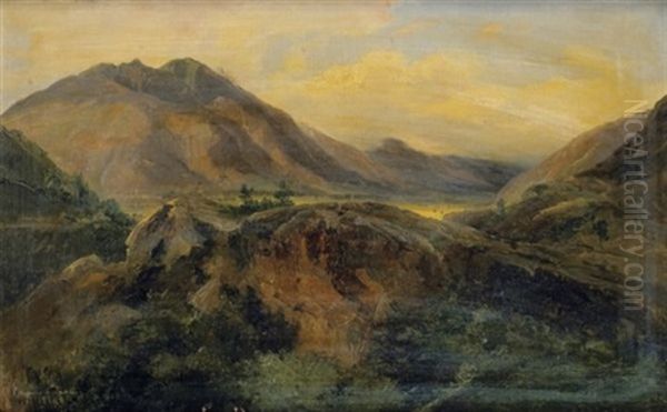 Bagneres De Luchon, Pyrenees Oil Painting by Jules Louis Phillipe Coignet
