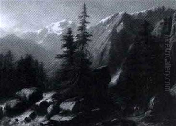 Landschaft Mit Gebirgsbach Oil Painting by Jules Louis Phillipe Coignet