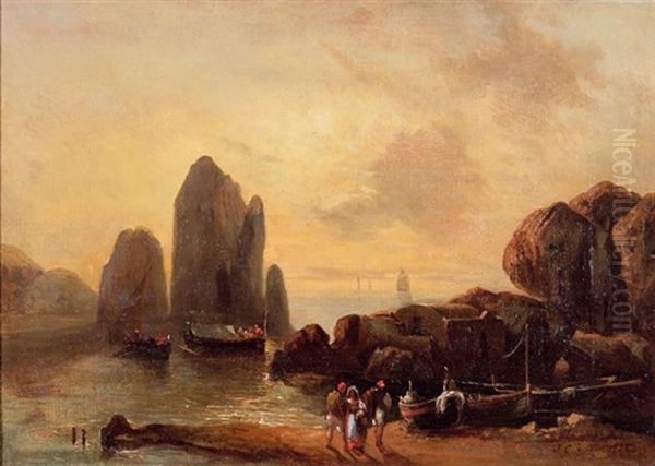 Vue De Capri D'apres Nature Oil Painting by Jules Louis Phillipe Coignet