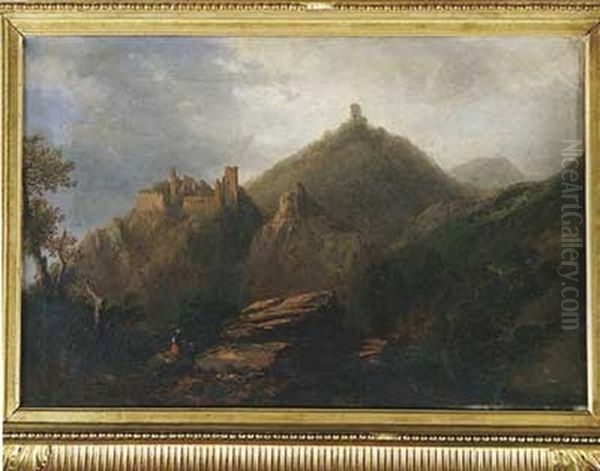 Vue Presumee De Heidelberg Oil Painting by Jules Louis Phillipe Coignet
