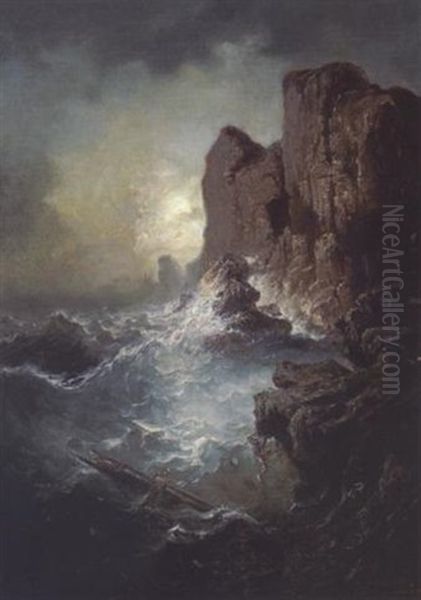 Felsige Kuste Oil Painting by Jules Louis Phillipe Coignet