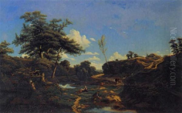 Sommerliche Landschaft Oil Painting by Jules Louis Phillipe Coignet
