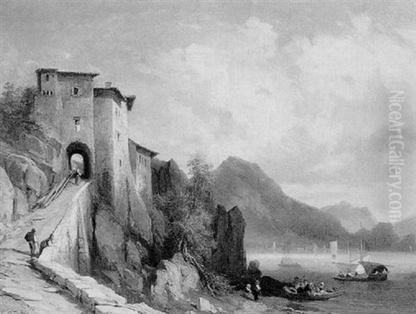 Partie Aus Taormia, It. Oil Painting by Jules Louis Phillipe Coignet