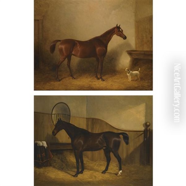 Portrait Of A Hunter With A Dog (+ Portrait Of A Hunter In A Box; Pair) Oil Painting by George Cole