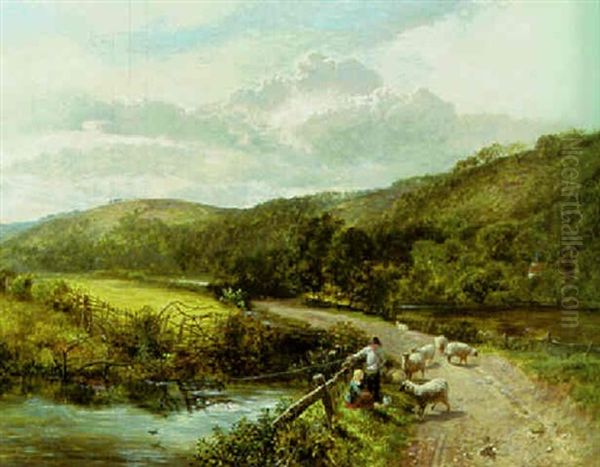 The Mill Pond At Albury, Guildford Oil Painting by George Vicat Cole