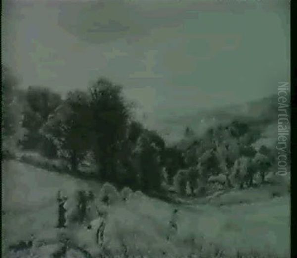 Harvesting Oil Painting by George Vicat Cole