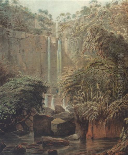 The Falls Of Motjarna, Near Sakrigali Oil Painting by Robert Hyde Colebrooke