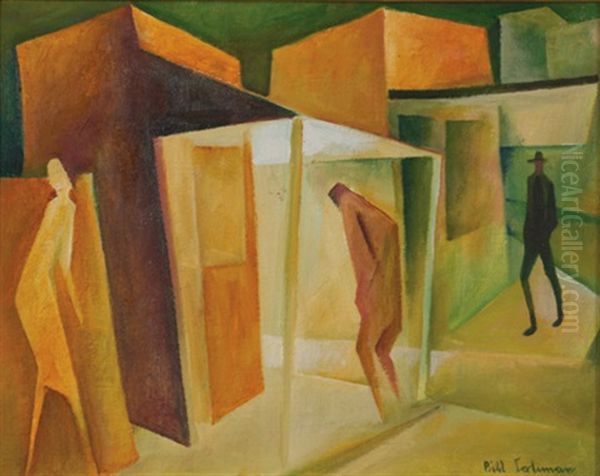 Street Scene With Figures Oil Painting by William Coleman