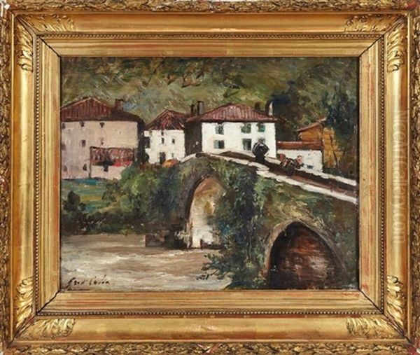 Le Pont De Bidarray Oil Painting by Gustave Colin