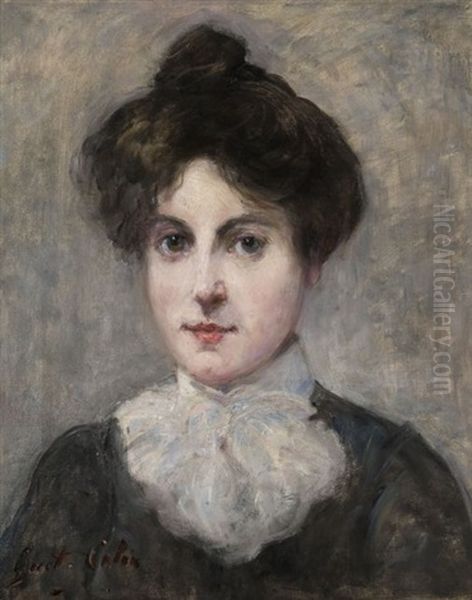 Jeune Femme Au Col Blanc Oil Painting by Gustave Colin