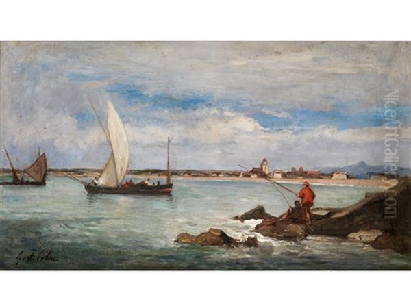 Kustenlandschaft Oil Painting by Gustave Colin