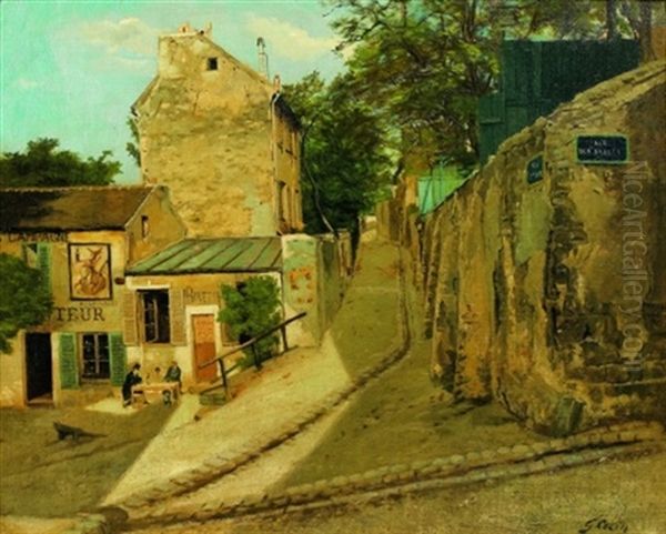 Rue Des Saules A Montmartre Oil Painting by Gustave Colin