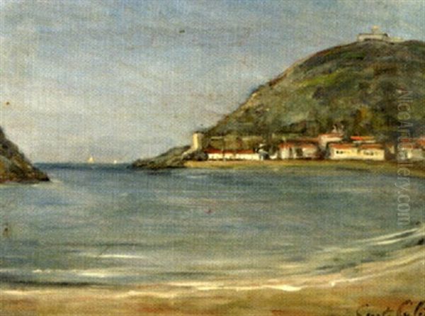 Vue De Saint Sebastien - La Concha Oil Painting by Gustave Colin
