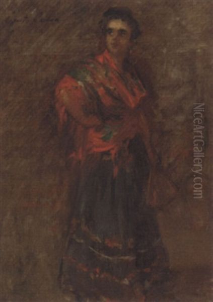 Study Of A Young Spanish Girl Oil Painting by Gustave Colin