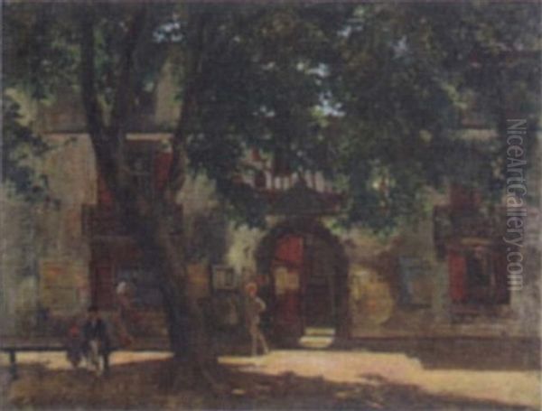 Summer Afternoon In A French Village Oil Painting by Gustave Colin