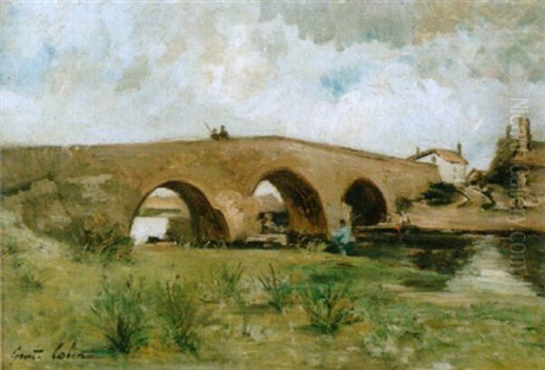 Romische Brucke Oil Painting by Gustave Colin