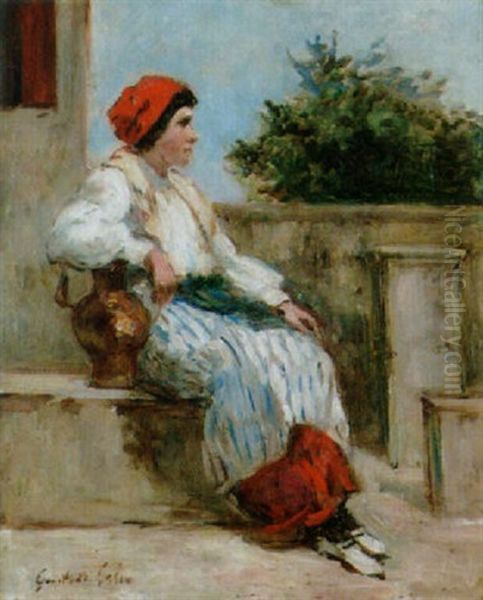 Junge Italienerin Mit Wasserkrug Oil Painting by Gustave Colin