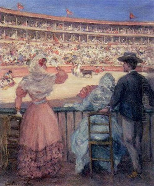 Corrida, Vue D'une Loge Oil Painting by Gustave Colin