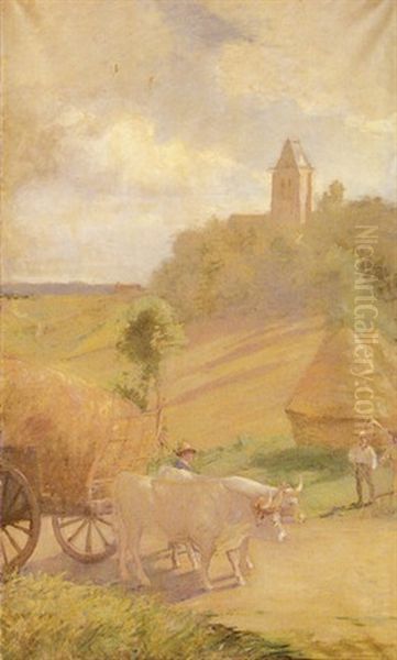 Moissons Au Pays Basque Oil Painting by Gustave Colin