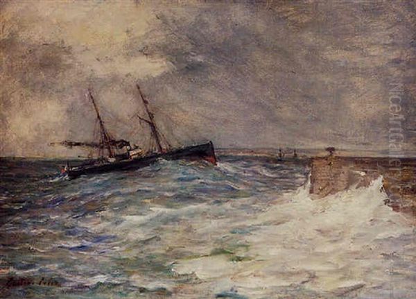 Vapeur Rentrant Au Port Oil Painting by Gustave Colin